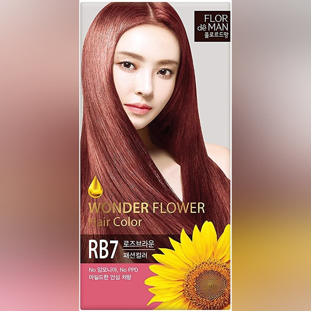 Somang  Flor De Man Wonder Flower Hair Color Box Dye RB7 Rose Brown